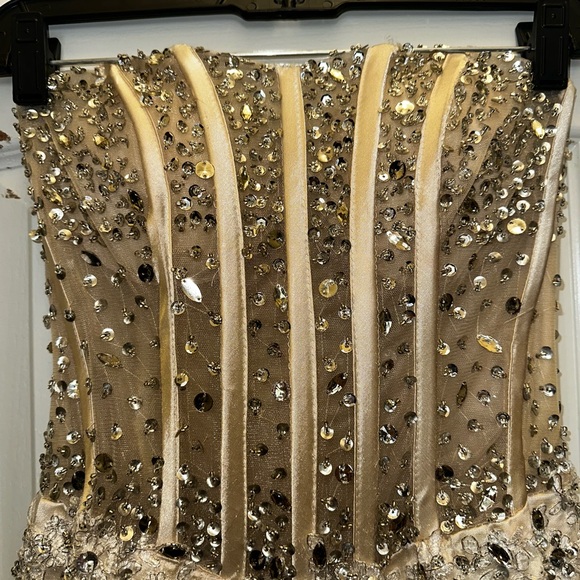 Jovani Strapless Beaded Champagne Mermaid Gown *Prom *Bridal - Picture 2 of 13